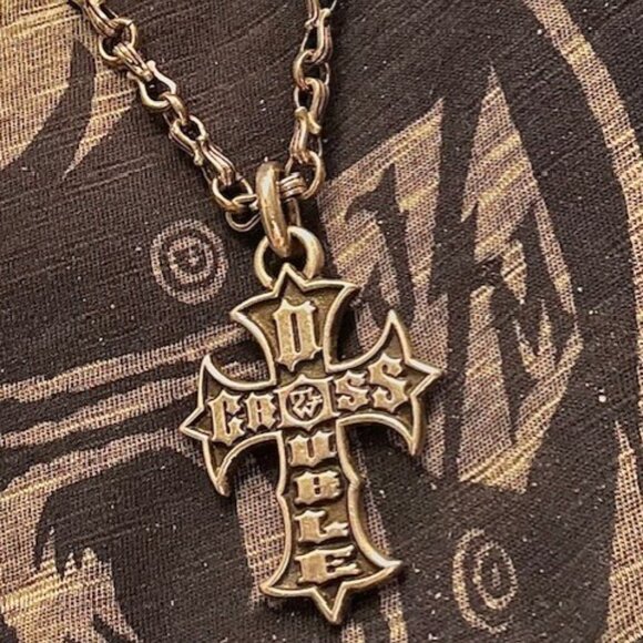 TRAVIS WALKER Double Cross Xmas 2001 Cross Pendant 925 W/Pouch & guarantee card - Picture 7 of 12